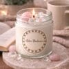 Bougie astro Balance artisanale avec pierre quartz rose