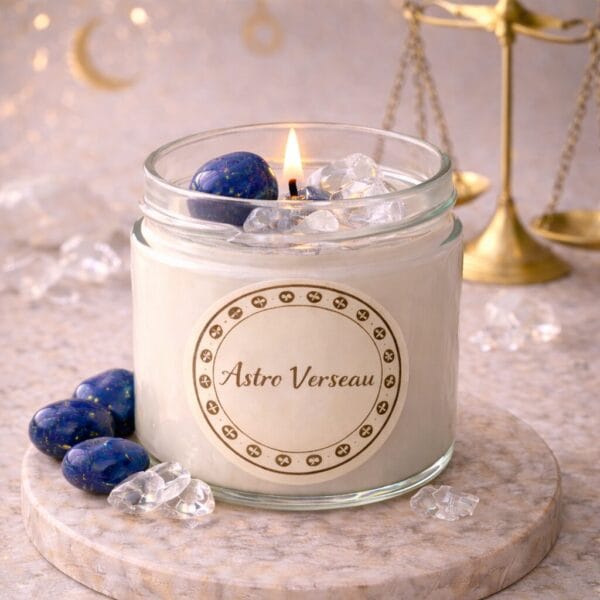 Bougie astrologique Verseau – Pierre Lapis Lazuli