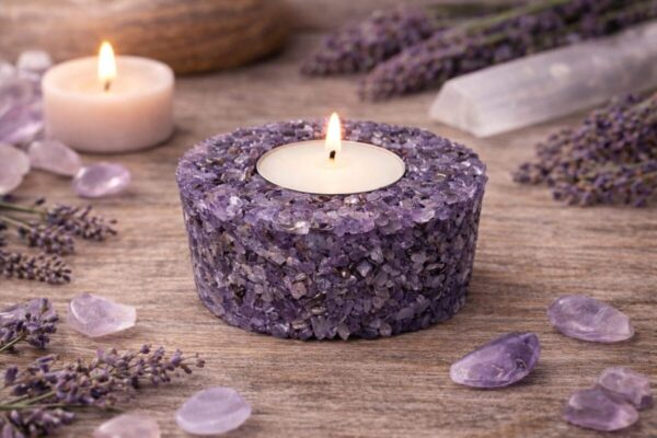 bougeoir améthyste pierre naturelle chauffe plat