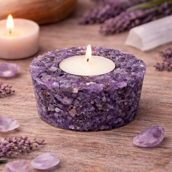 bougeoir améthyste pierre naturelle chauffe plat