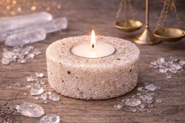 bougeoir rond cristal de roche naturel décoration pierre