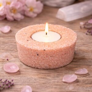 bougeoir quartz rose pierre naturelle chauffe plat