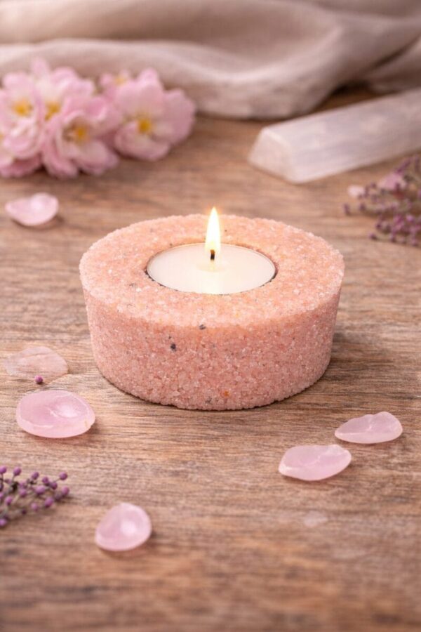 bougeoir quartz rose pierre naturelle chauffe plat