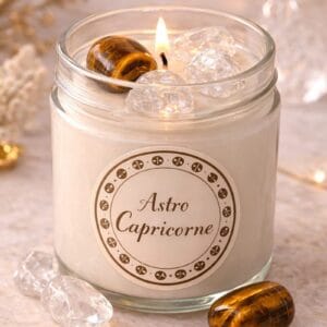 bougie astrologique capricorne pierres naturelles