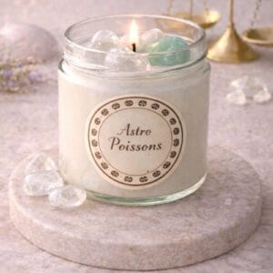 bougie astro poissons décoration spirituelle pierres naturelles