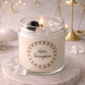 bougie astro scorpion décoration spirituelle pierres naturelles