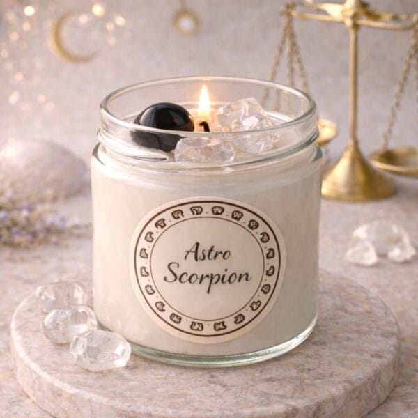 bougie astro scorpion décoration spirituelle pierres naturelles