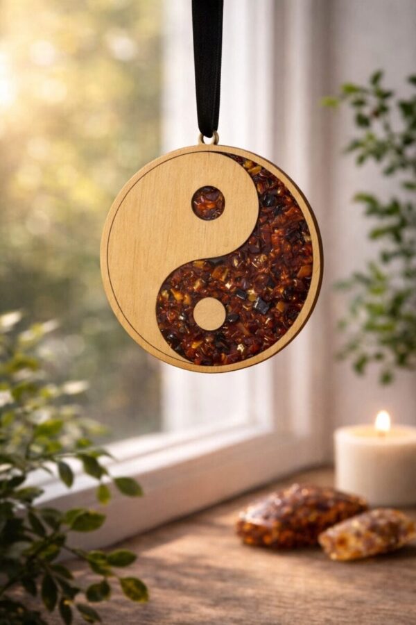 yin yang bois ambre symbole equilibre decoration